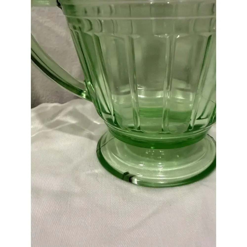 Vintage Green Depression Glass Creamer & Sugar Set | Hazel-Atlas Ribbon Pattern